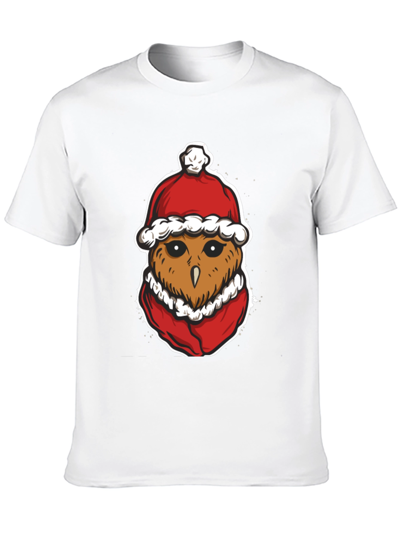 Festive Owl Santa Hat Graphic T-Shirt