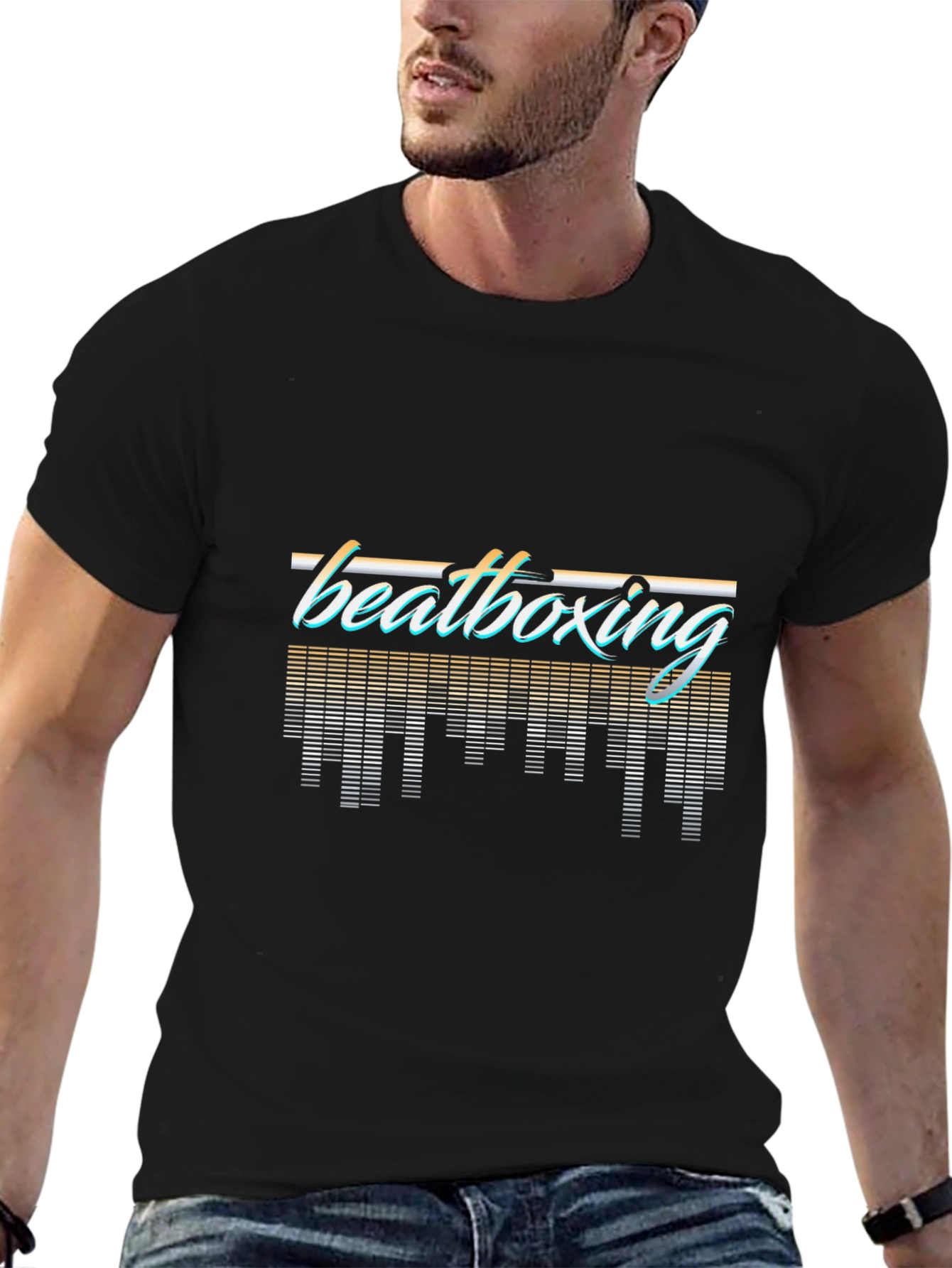 Beatboxing Graphic Print Black T-Shirt