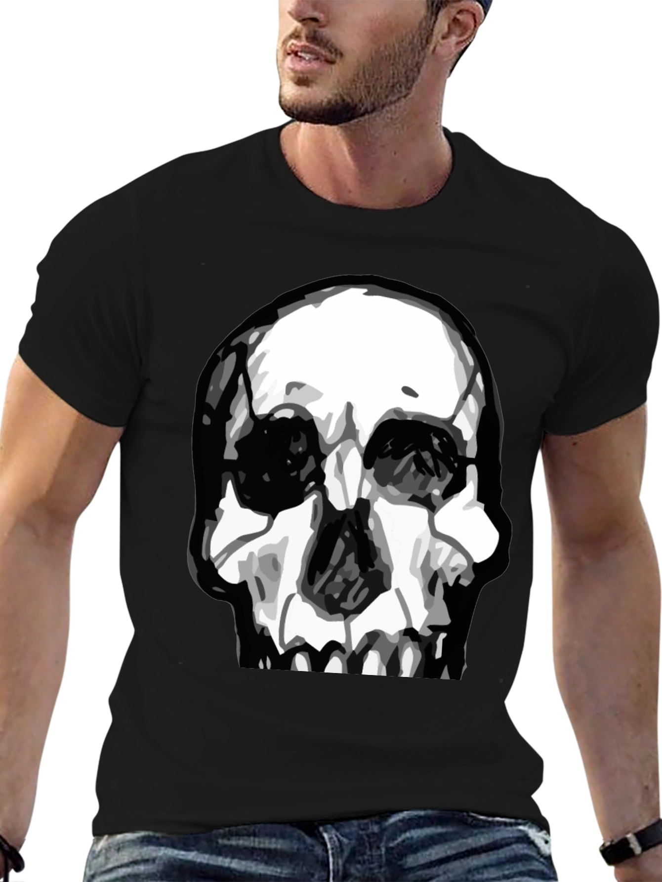 Skull Graphic T-Shirt - Black Cotton Tee
