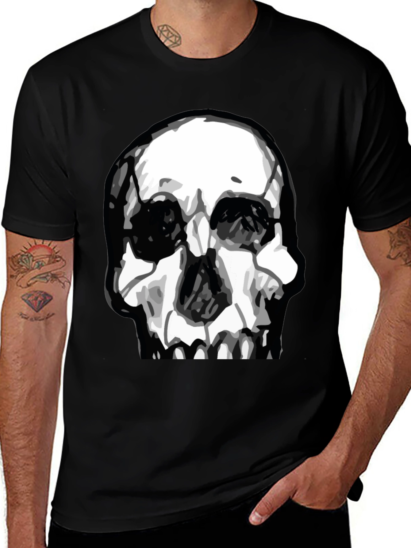 Skull Graphic T-Shirt - Black Cotton Tee