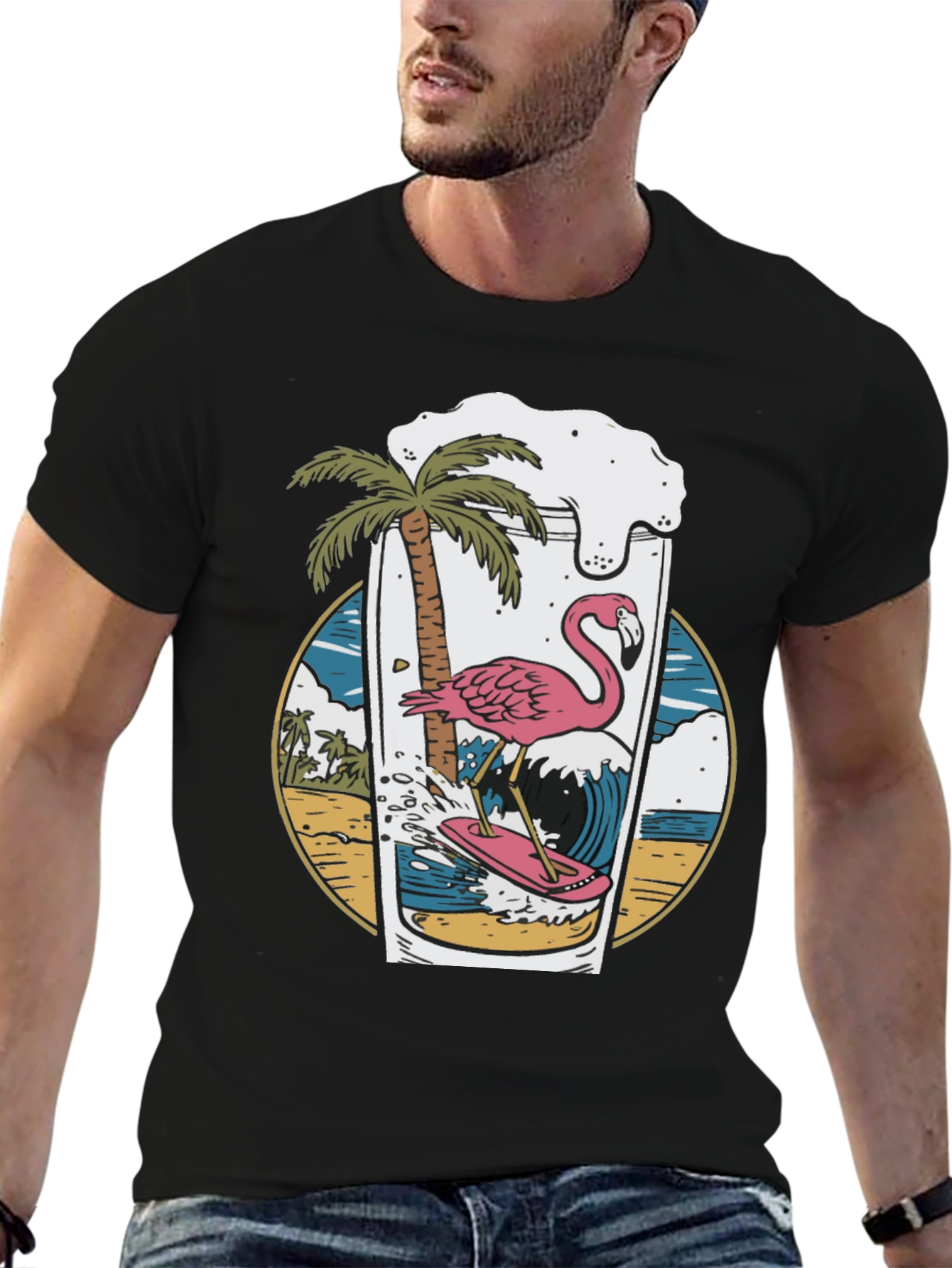 Tropical Flamingo Beer T-Shirt
