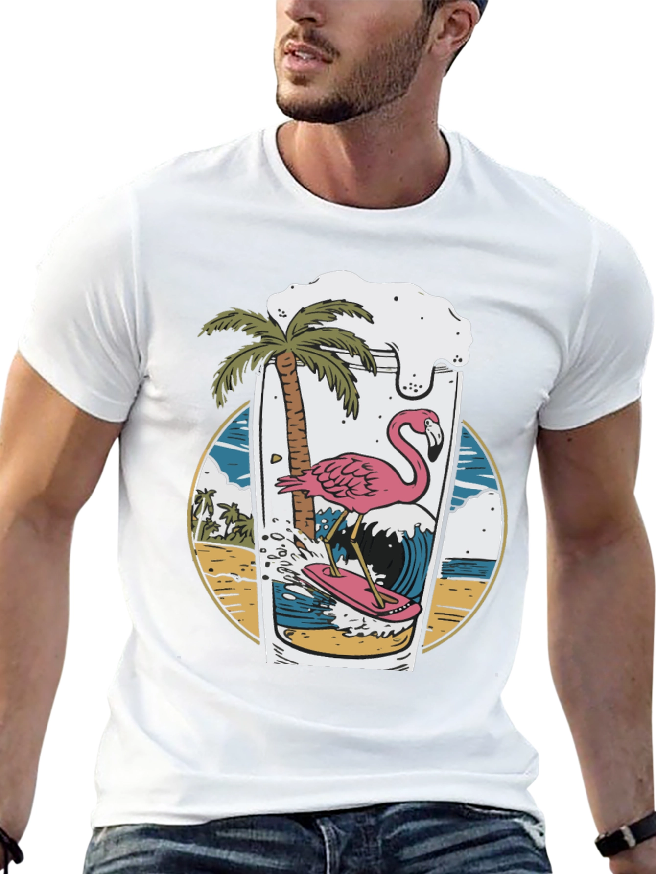Tropical Flamingo Beer T-Shirt