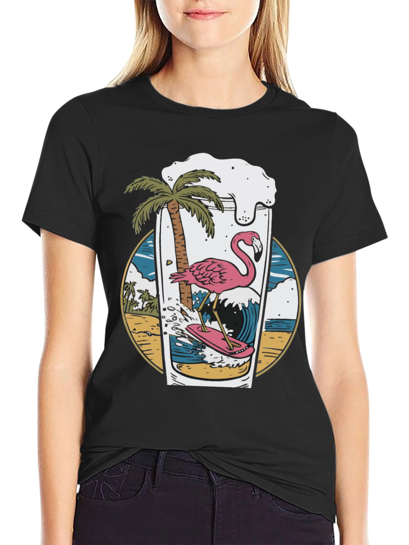 Tropical Flamingo Beer T-Shirt