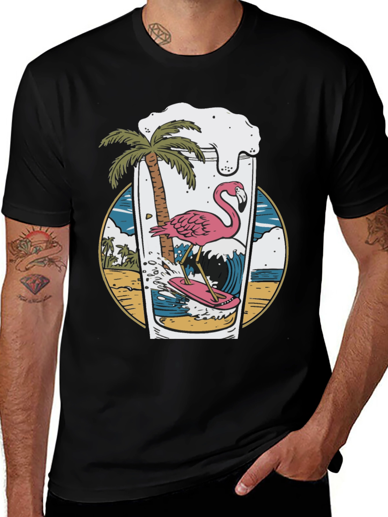 Tropical Flamingo Beer T-Shirt
