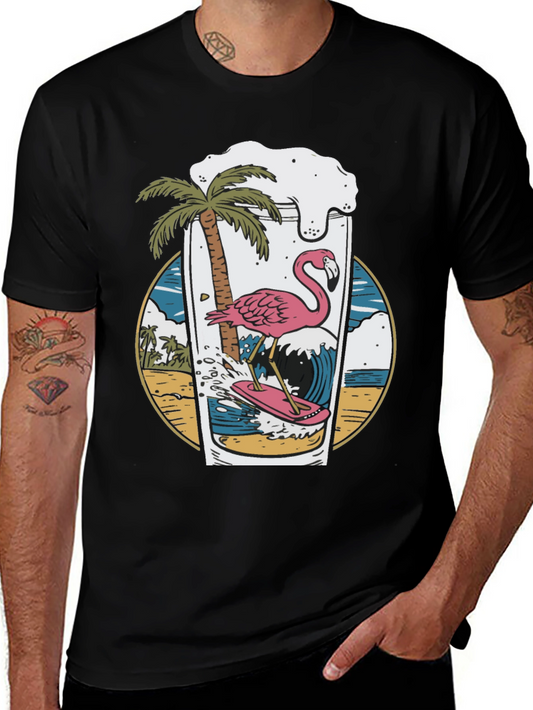 Tropical Flamingo Beer T-Shirt