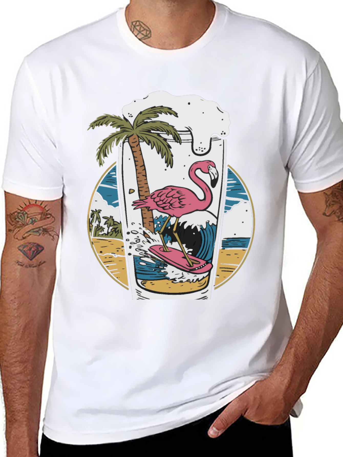 Tropical Flamingo Beer T-Shirt