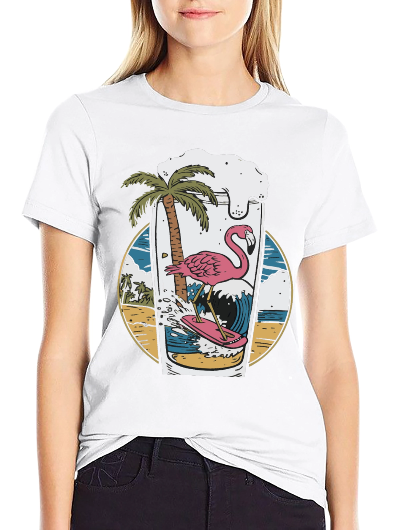 Tropical Flamingo Beer T-Shirt
