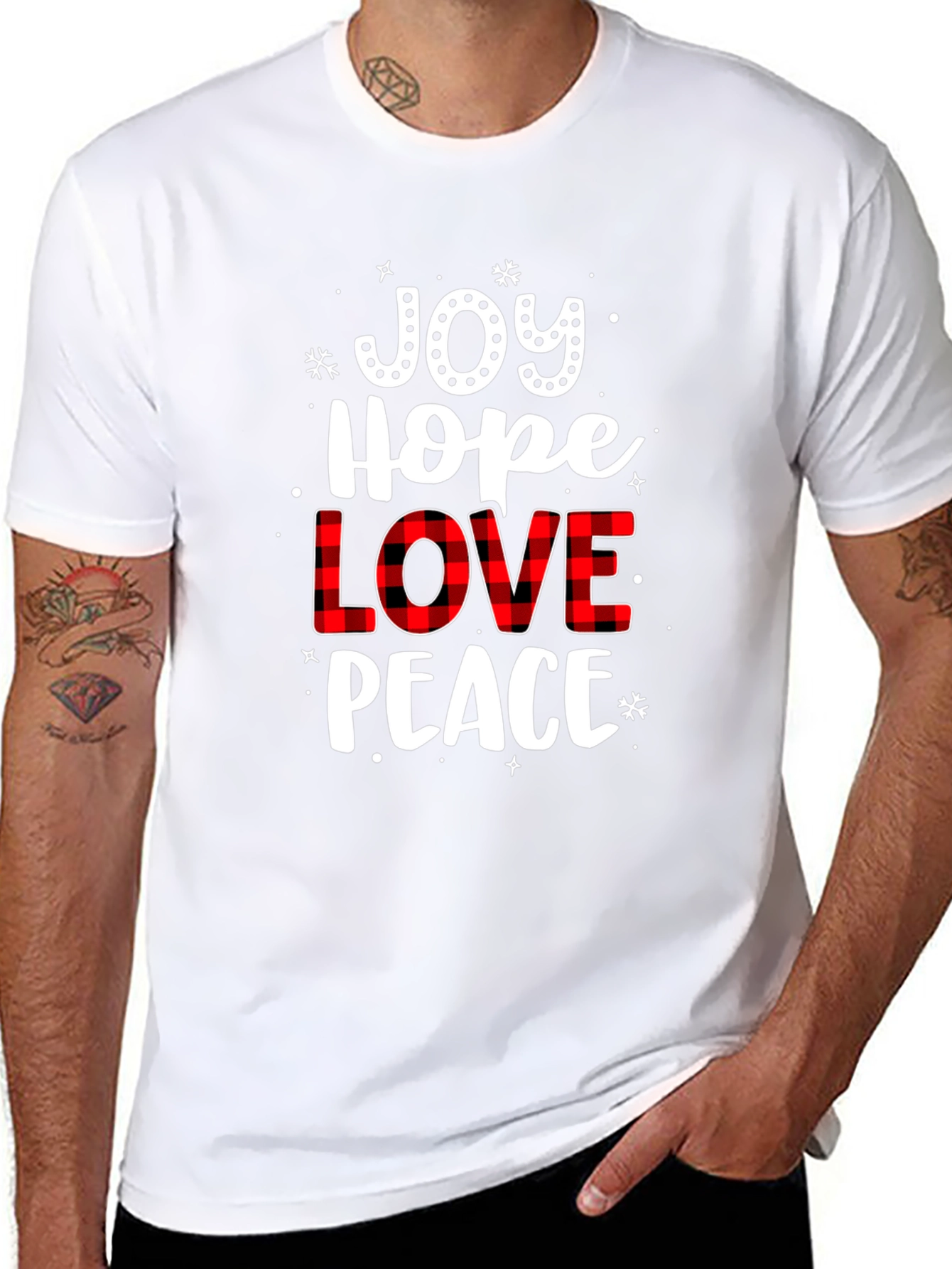 Joy Hope Love Peace Black Graphic Tee