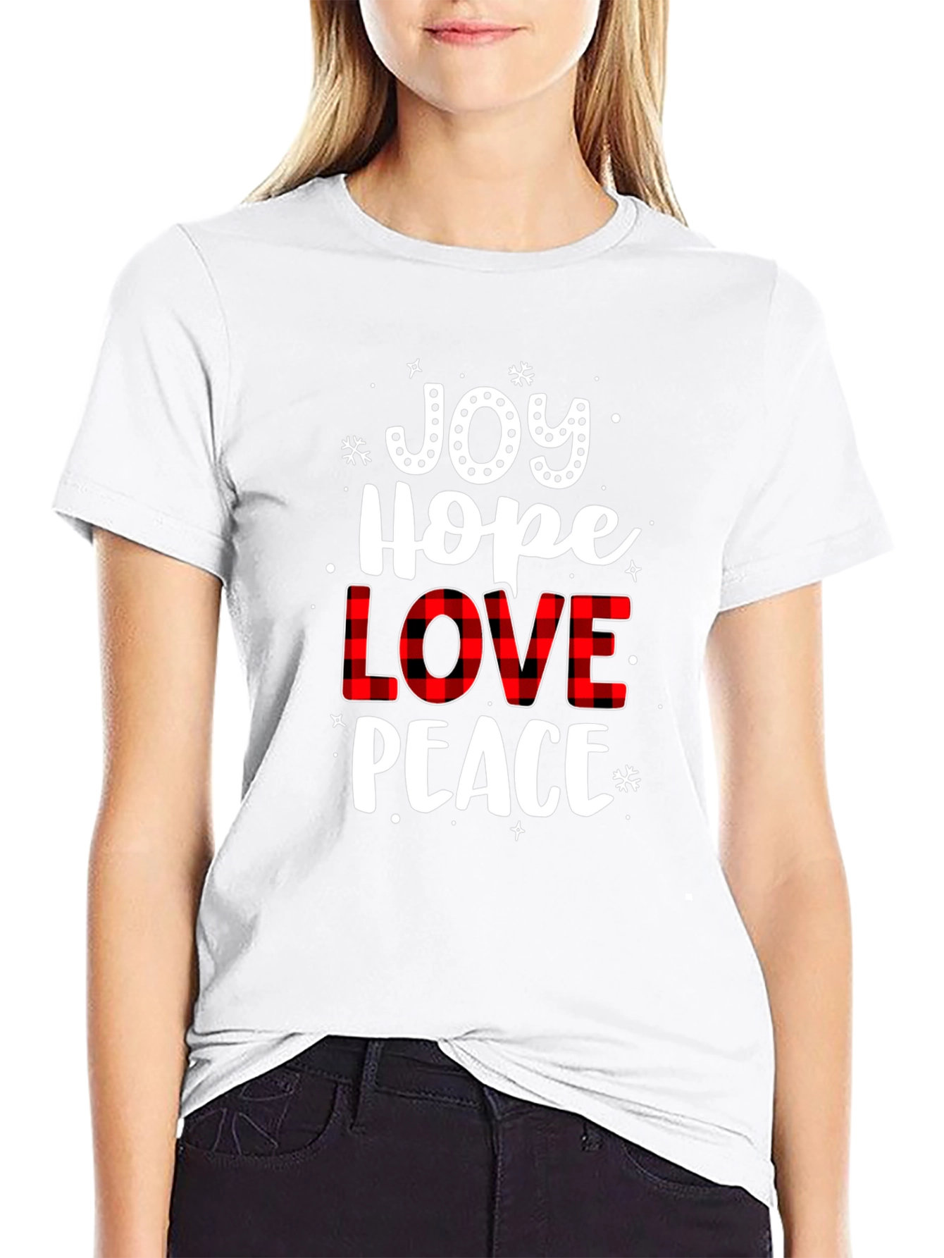 Joy Hope Love Peace Black Graphic Tee