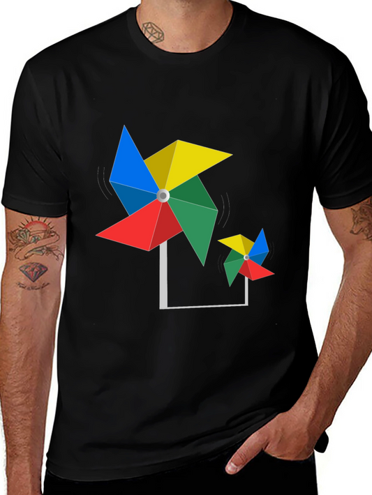 Colorful Pinwheel Graphic Tee - Stylish Casual Wear