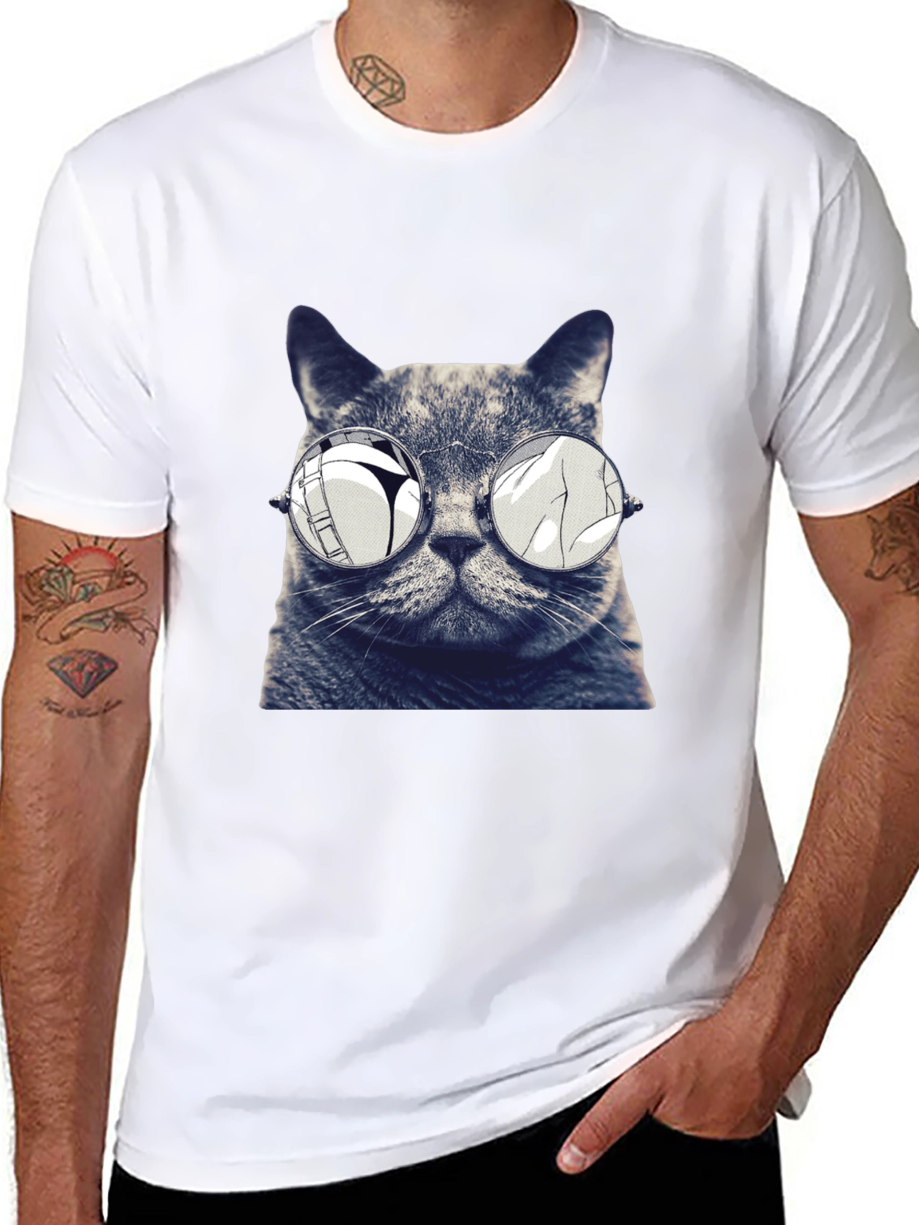 Cool Cat Tee - Reflective Sunglasses