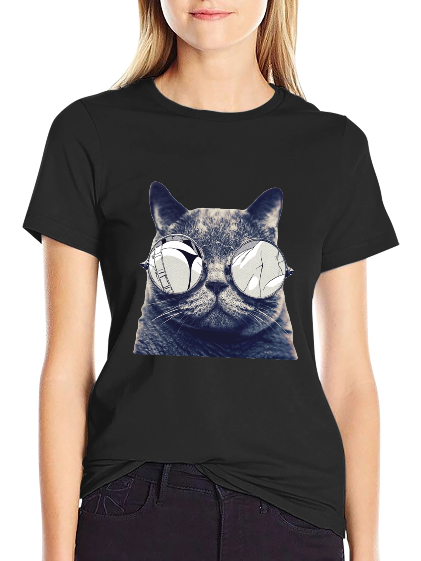 Cool Cat Tee - Reflective Sunglasses