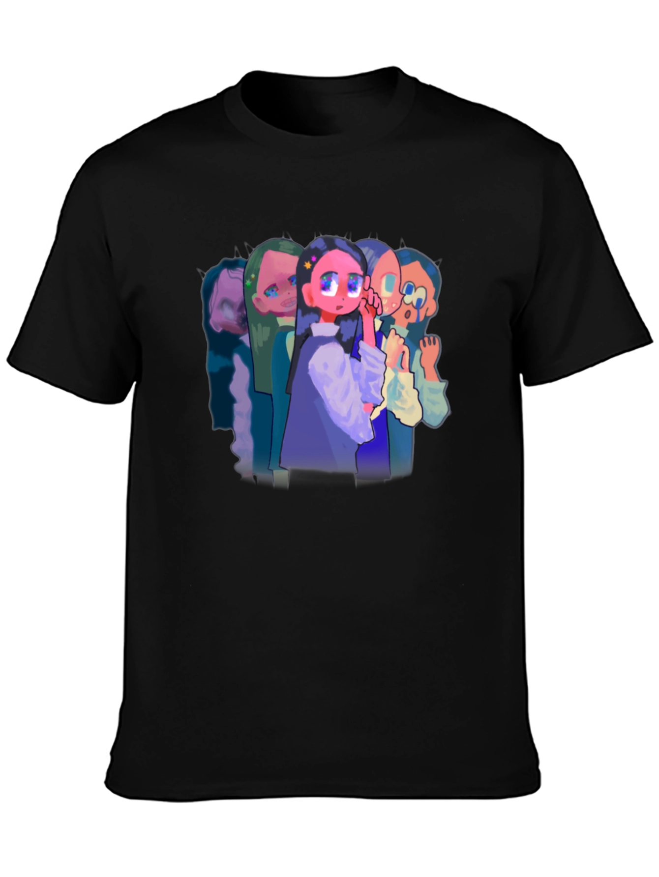 Anime Style Graphic Black T-Shirt