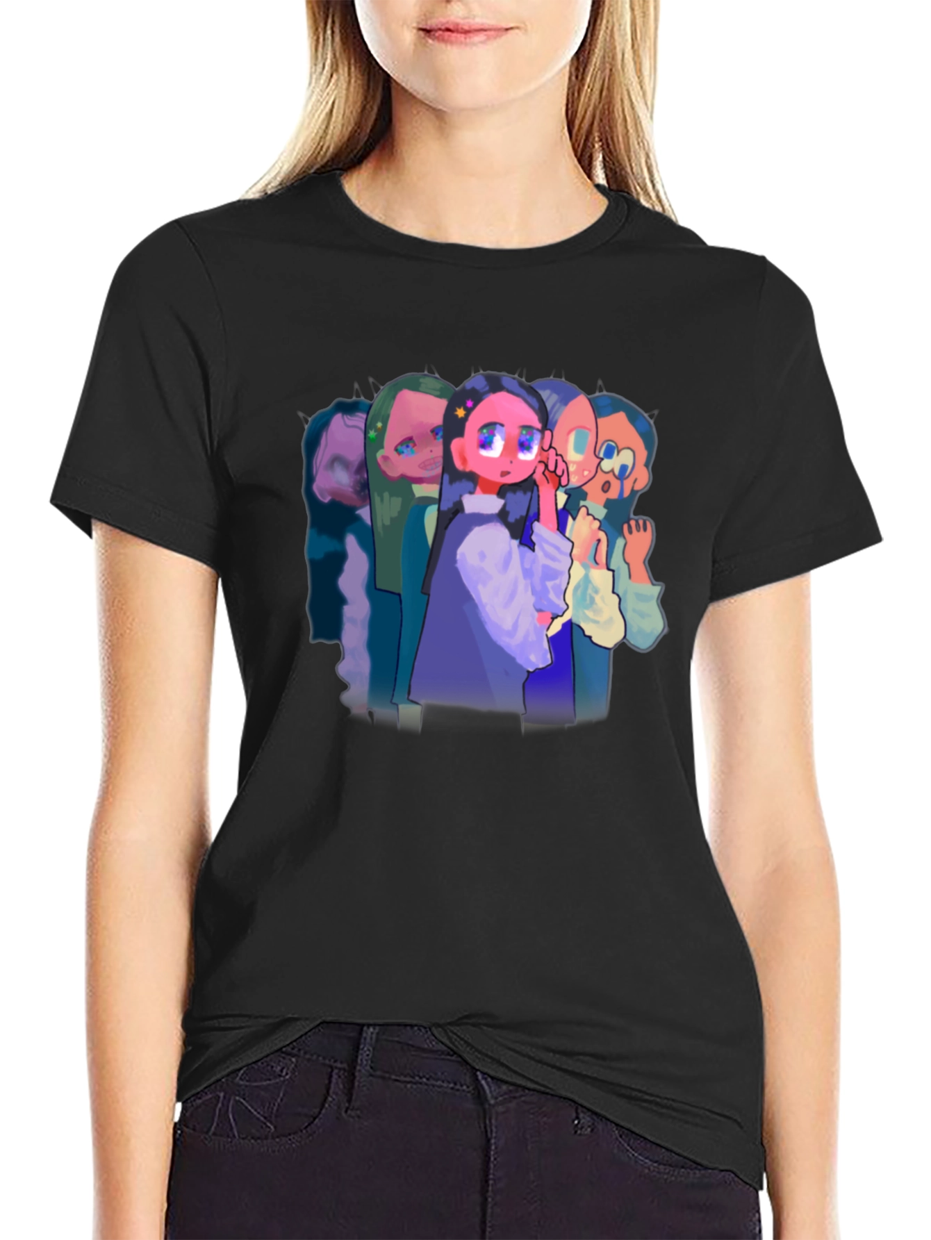Anime Style Graphic Black T-Shirt