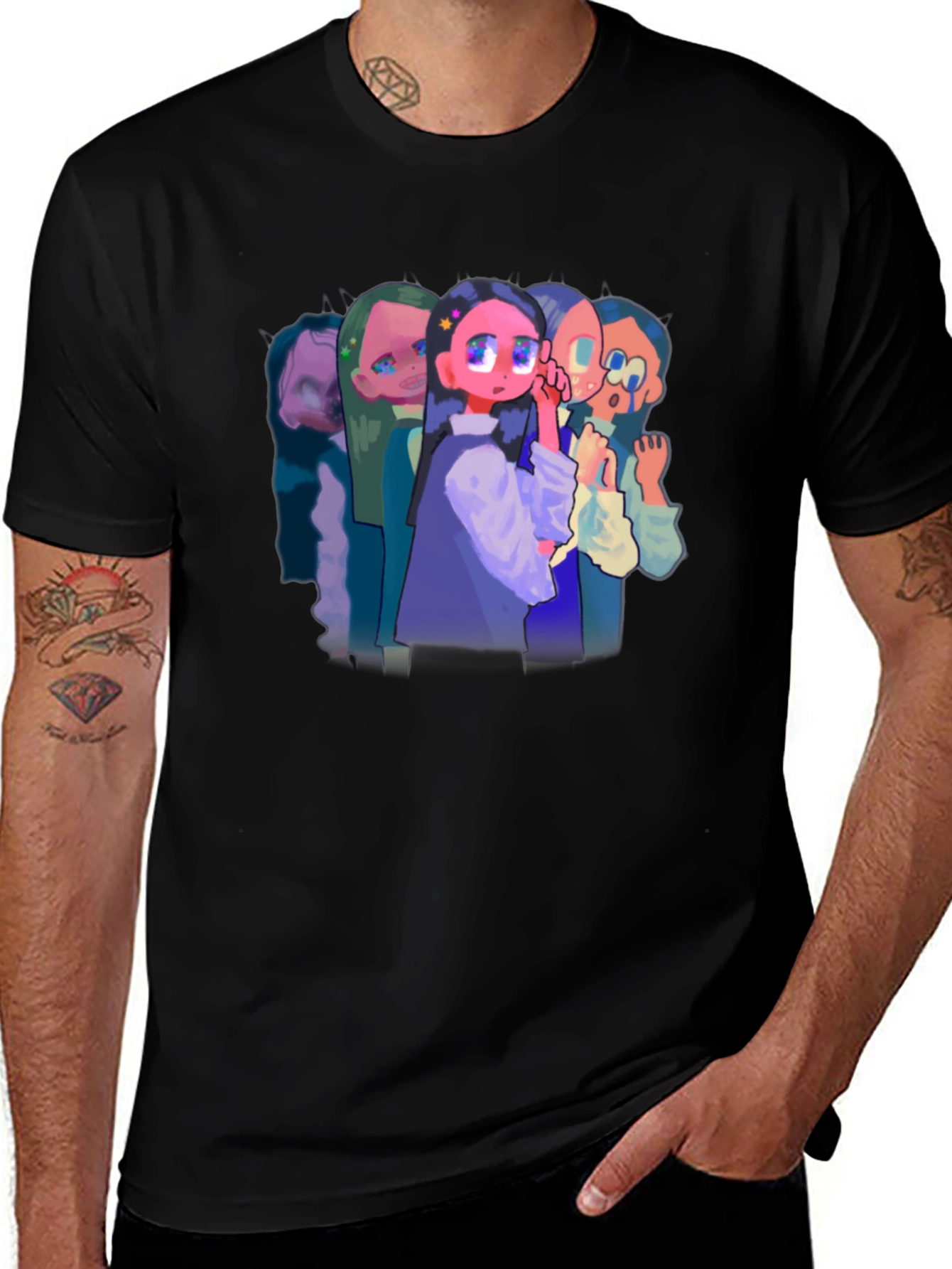 Anime Style Graphic Black T-Shirt