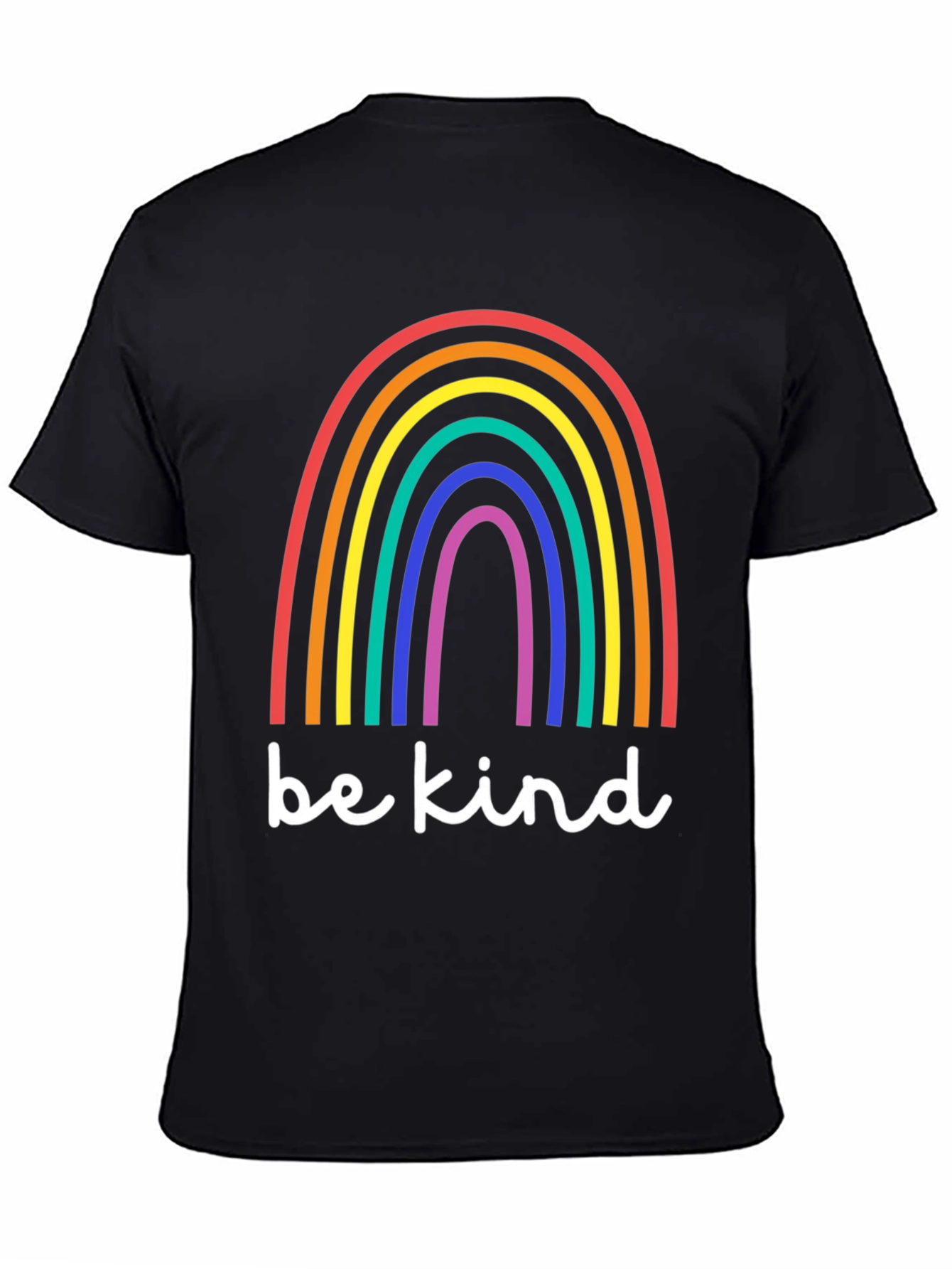 Be Kind Rainbow T-Shirt - Black Cotton Blend