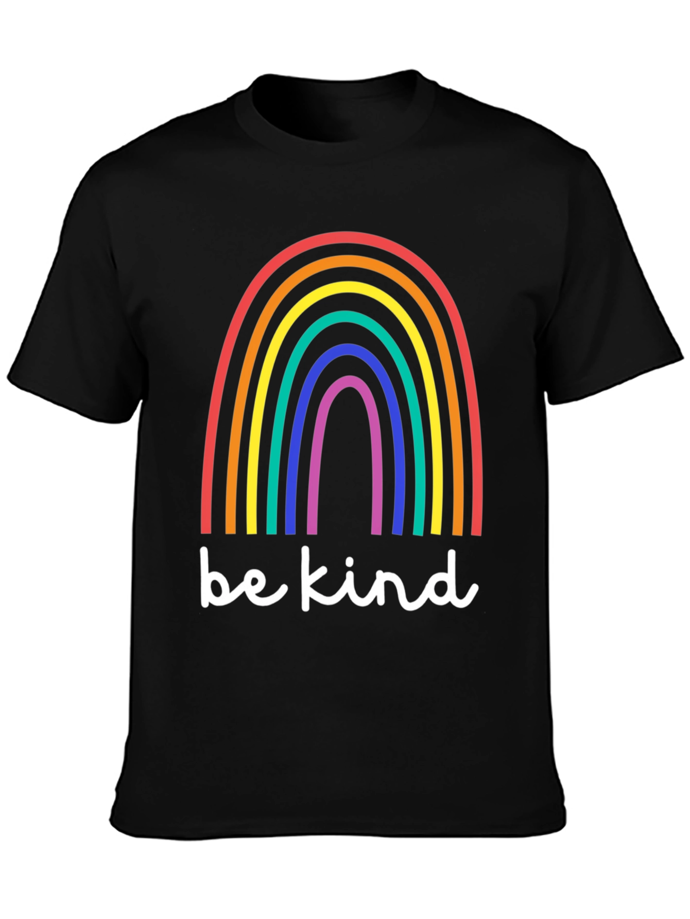 Be Kind Rainbow T-Shirt - Black Cotton Blend