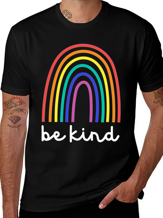 Be Kind Rainbow T-Shirt - Black Cotton Blend