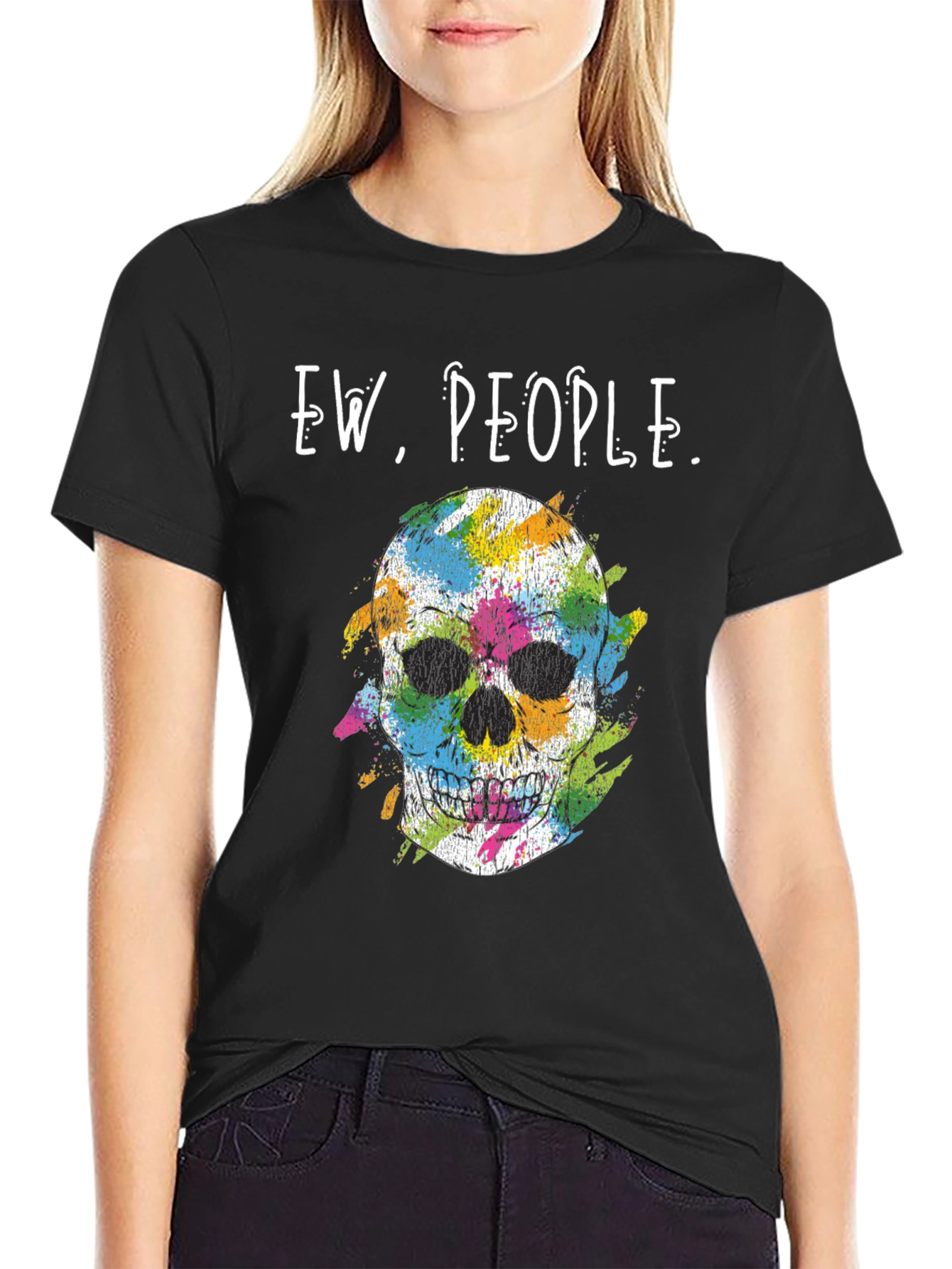 Ew People Skull Graphic T-Shirt - Trendy Casual Wear