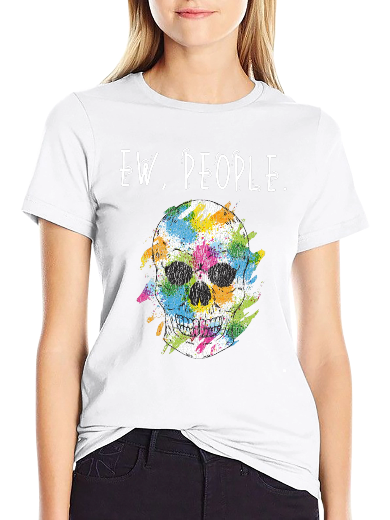 Ew People Skull Graphic T-Shirt - Trendy Casual Wear
