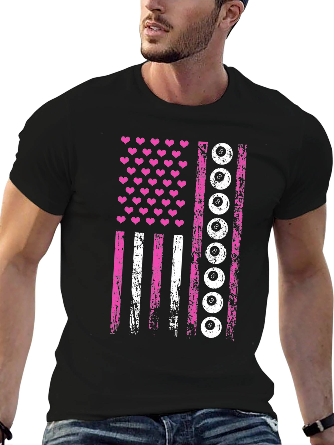 Pink Eight Ball American Flag T-Shirt