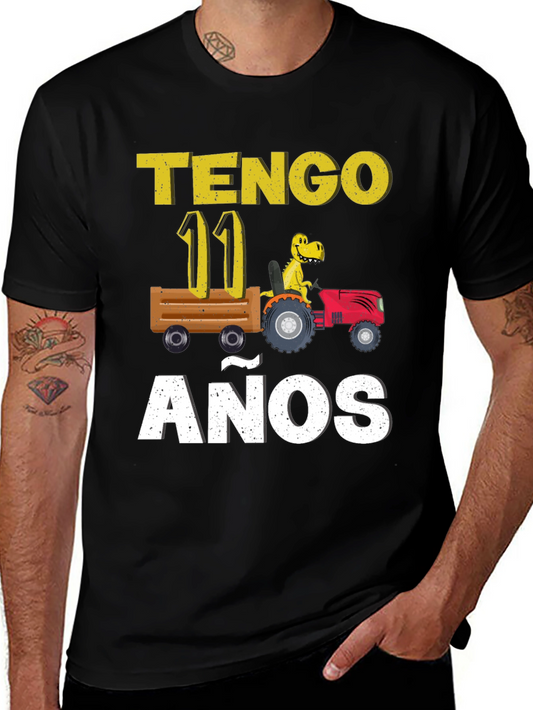 Tengo 11 Anos Dinosaur Tractor Birthday T-Shirt