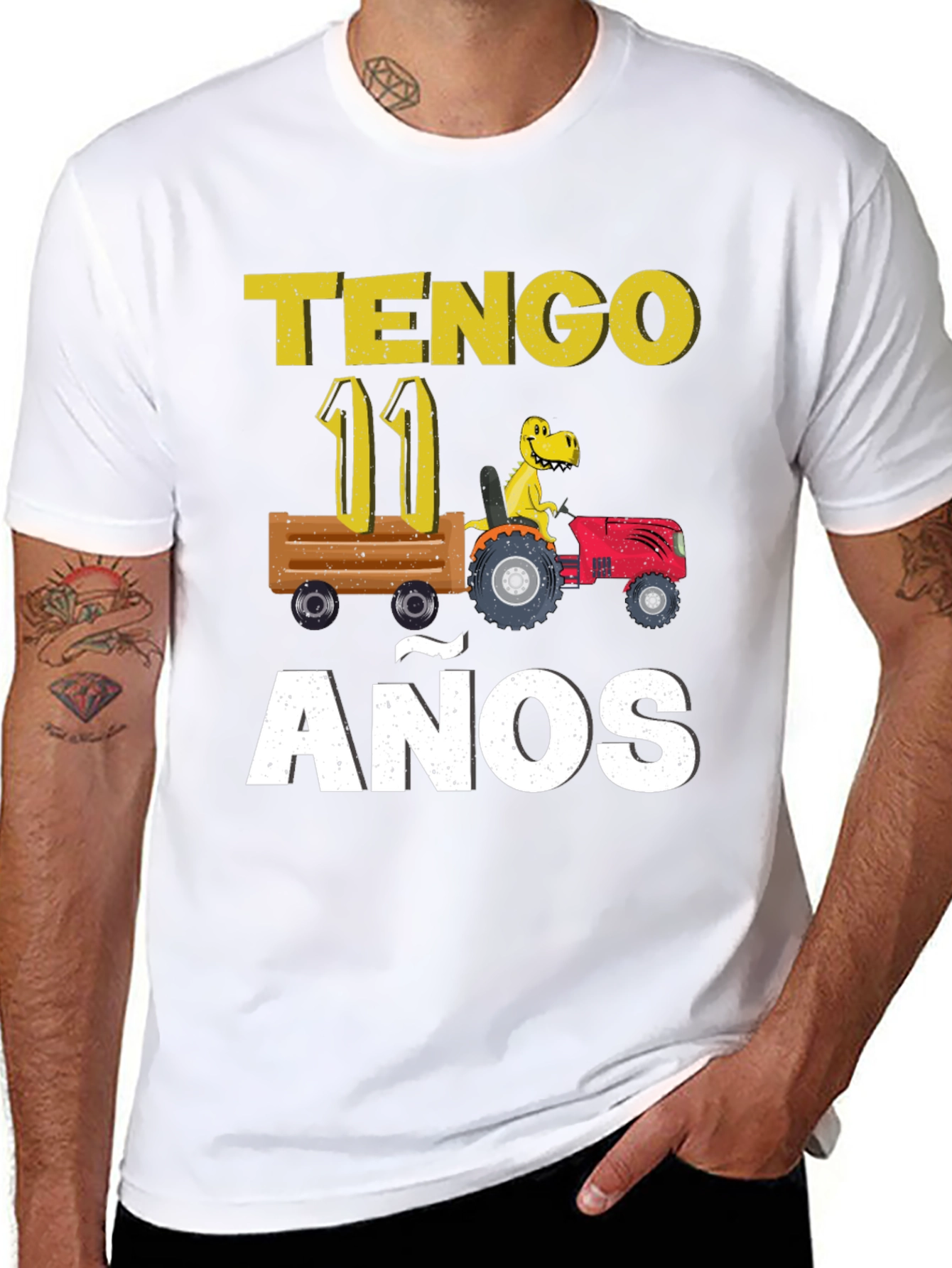 Tengo 11 Anos Dinosaur Tractor Birthday T-Shirt