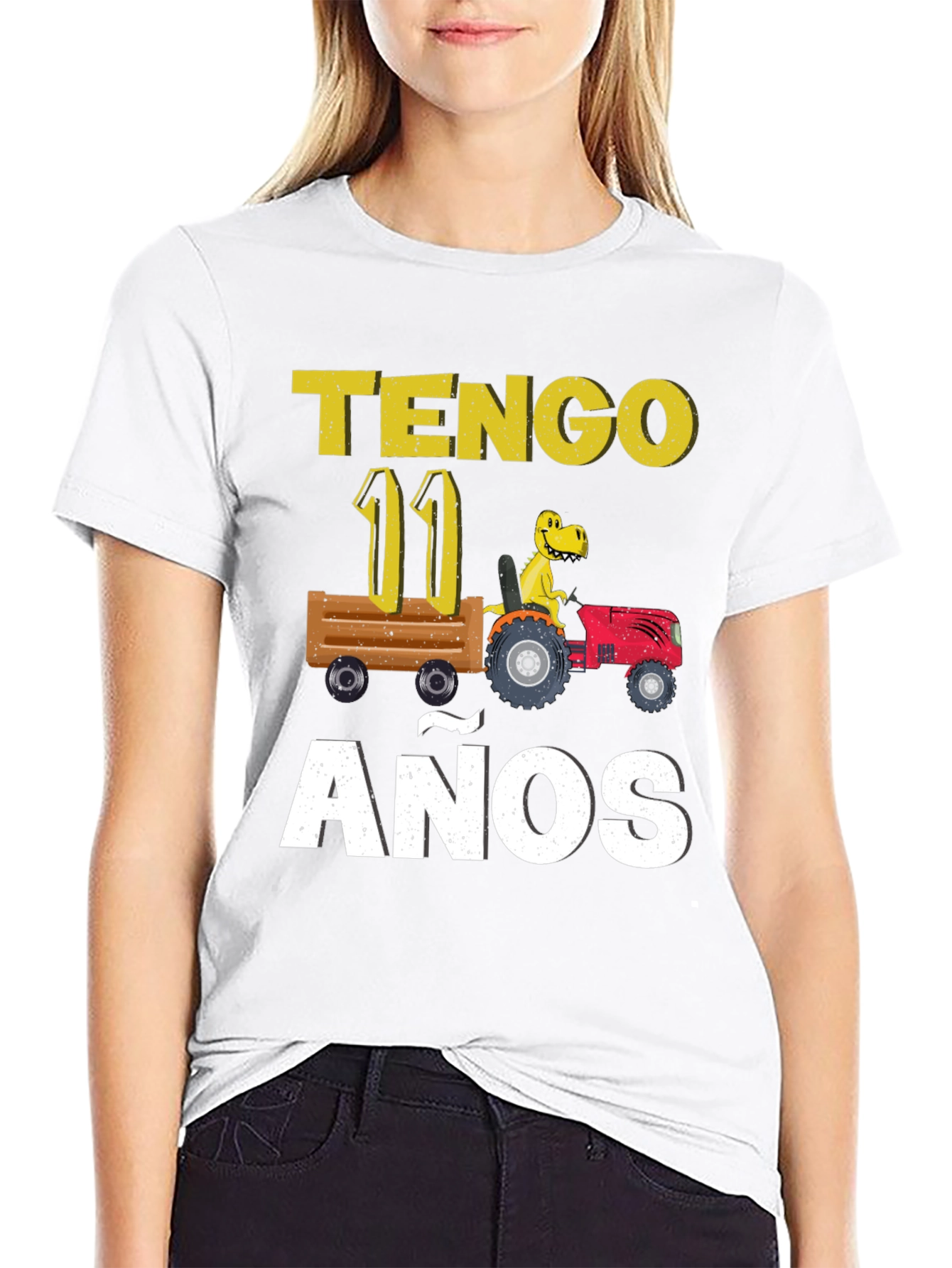 Tengo 11 Anos Dinosaur Tractor Birthday T-Shirt