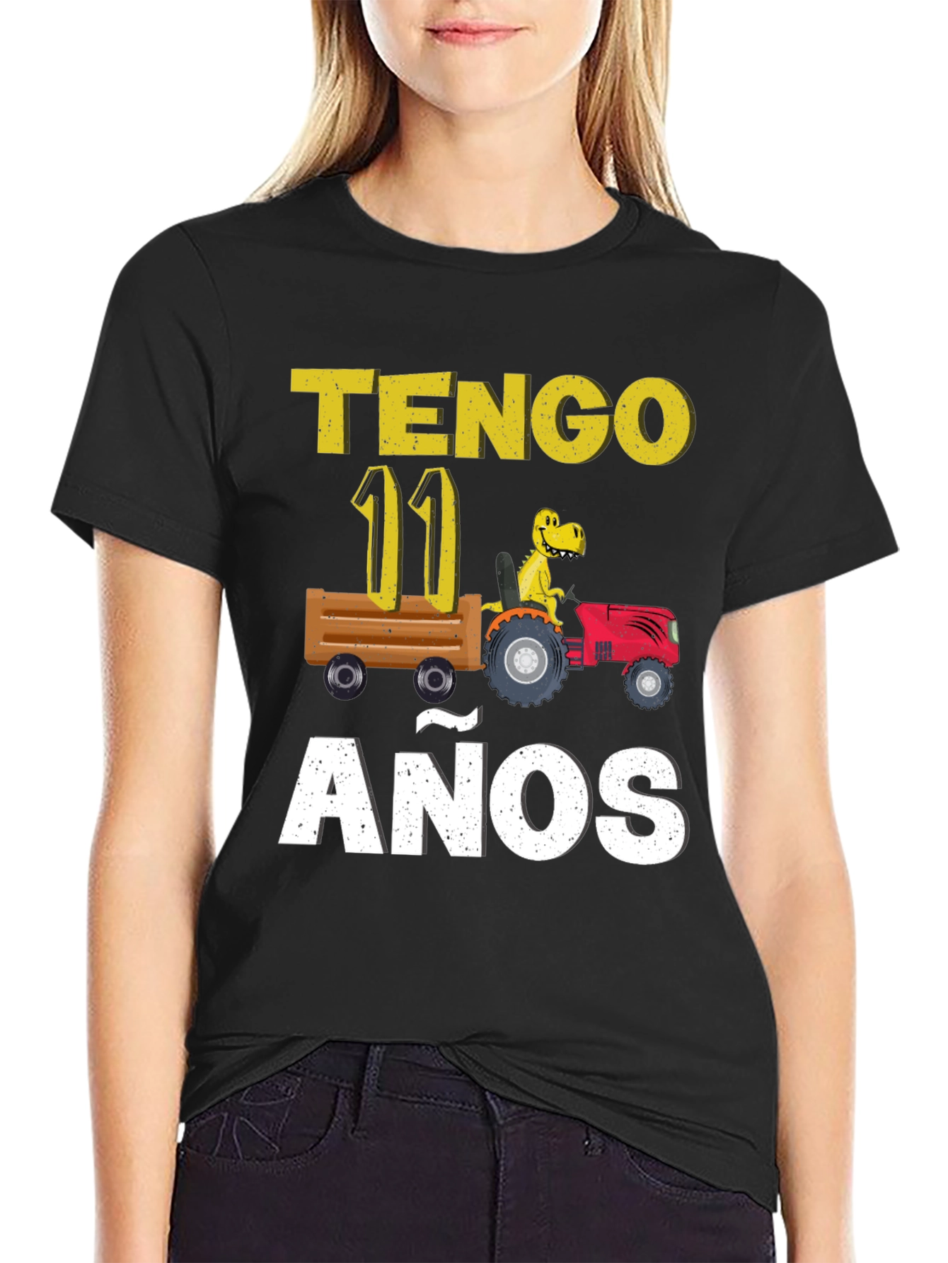 Tengo 11 Anos Dinosaur Tractor Birthday T-Shirt