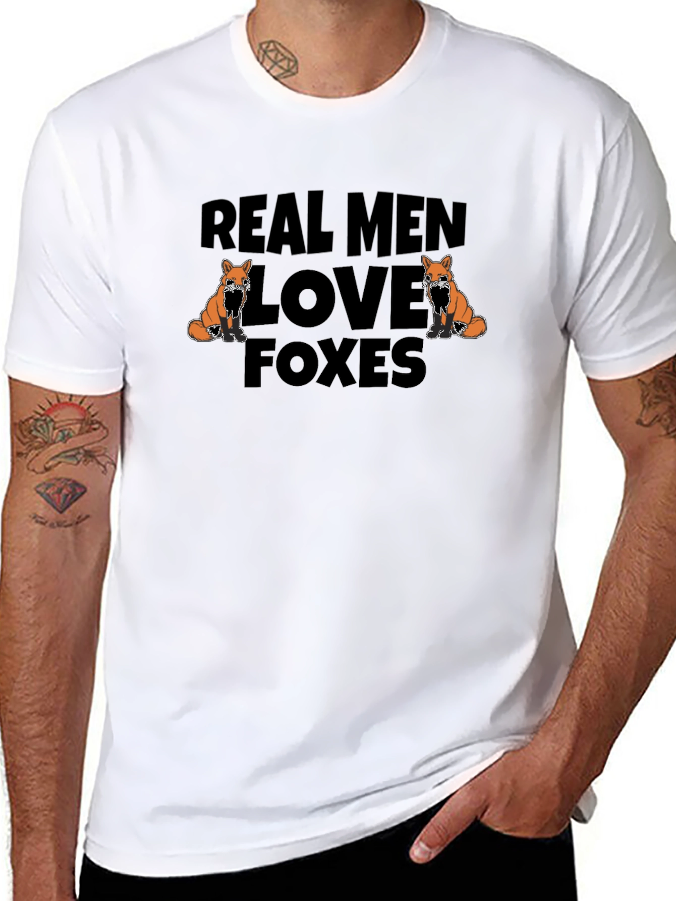 Real Men Love Foxes Black T-Shirt