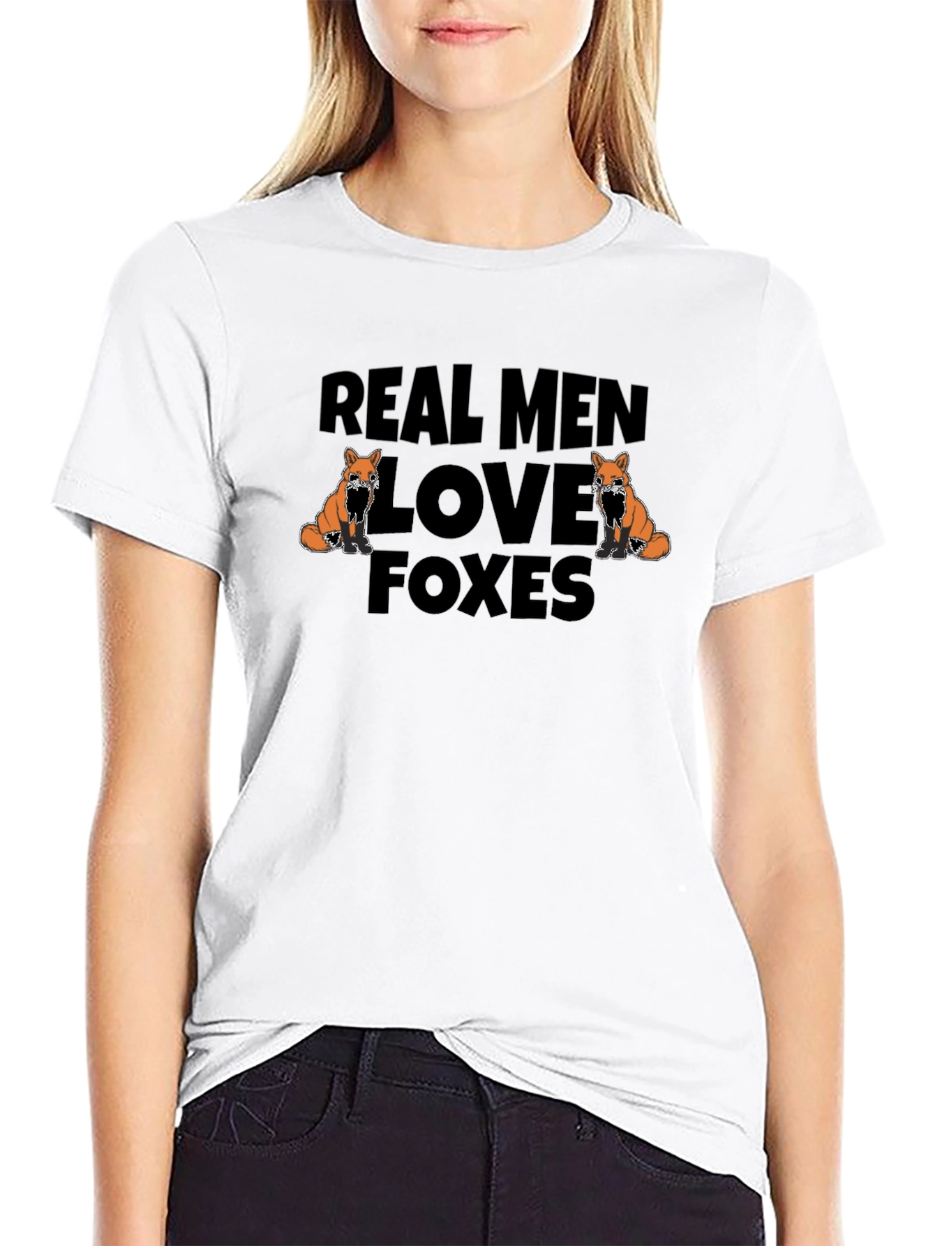Real Men Love Foxes Black T-Shirt