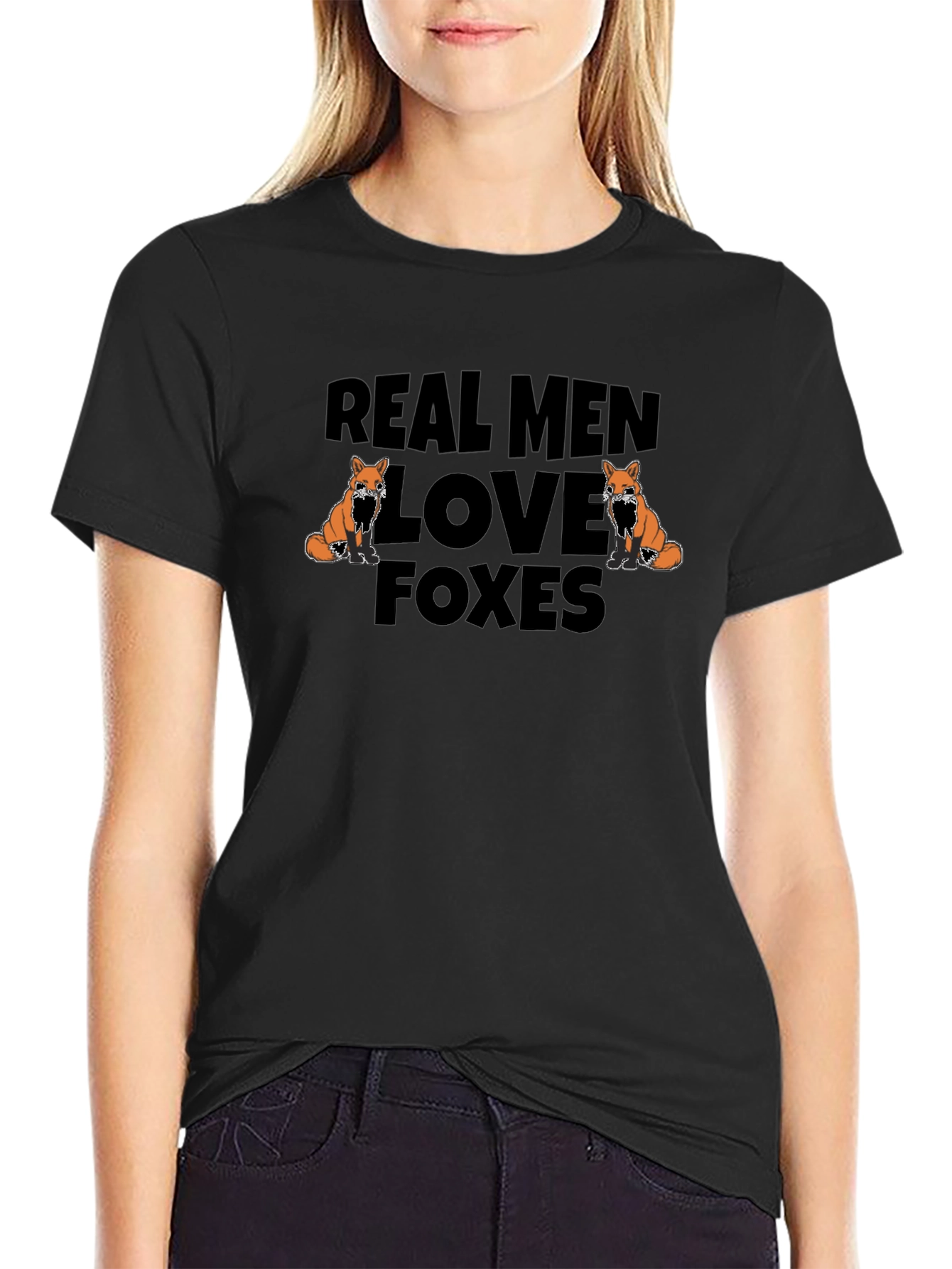 Real Men Love Foxes Black T-Shirt
