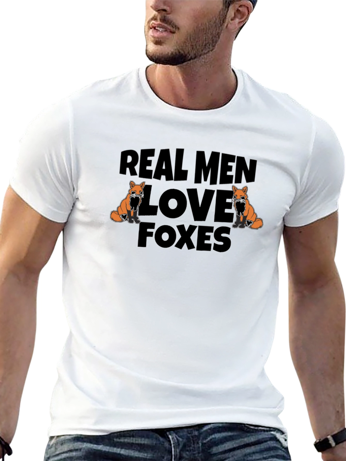 Real Men Love Foxes Black T-Shirt