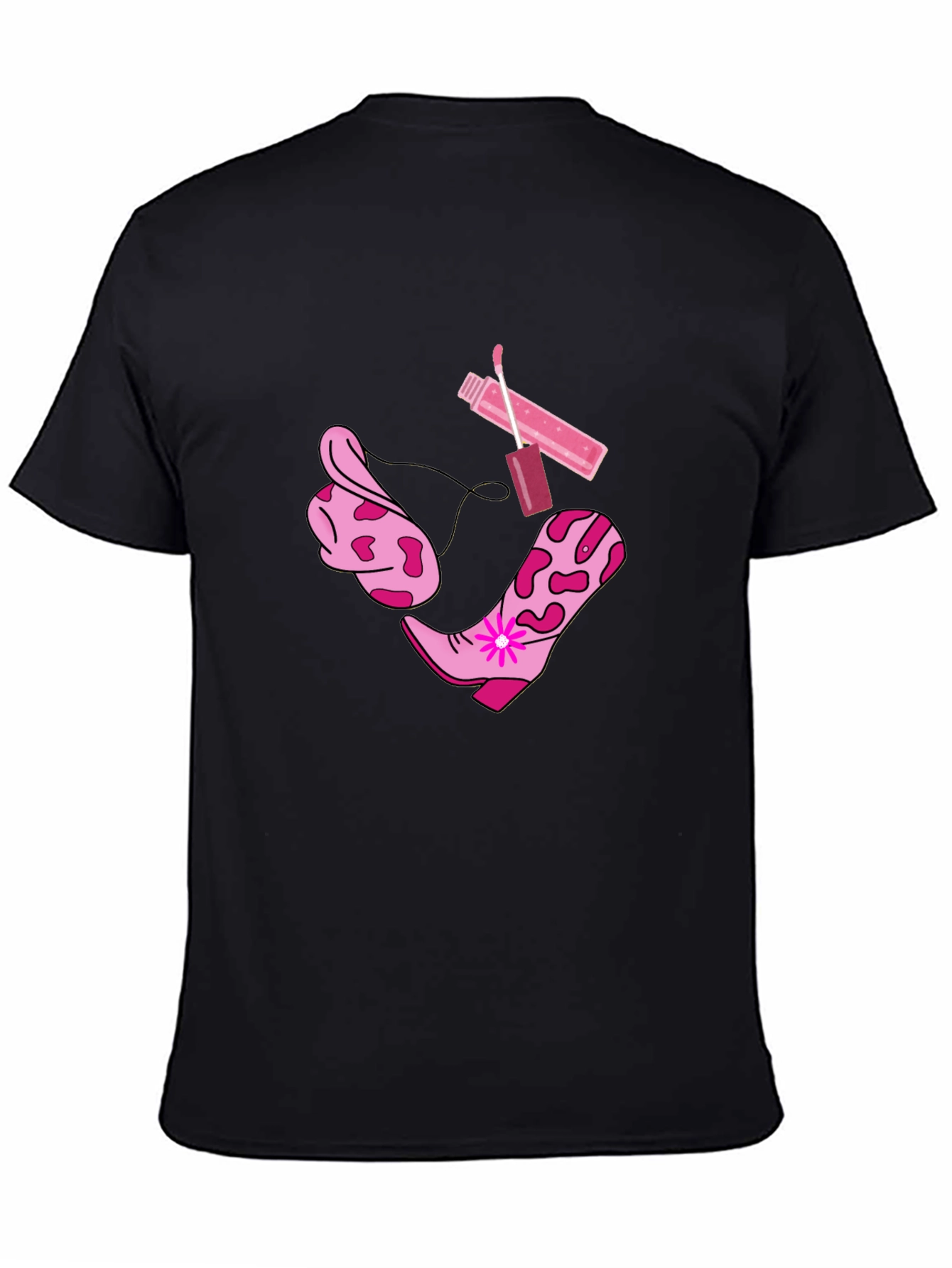 Cowgirl Glam Tee - Boots Bandana Lip Gloss Shirt