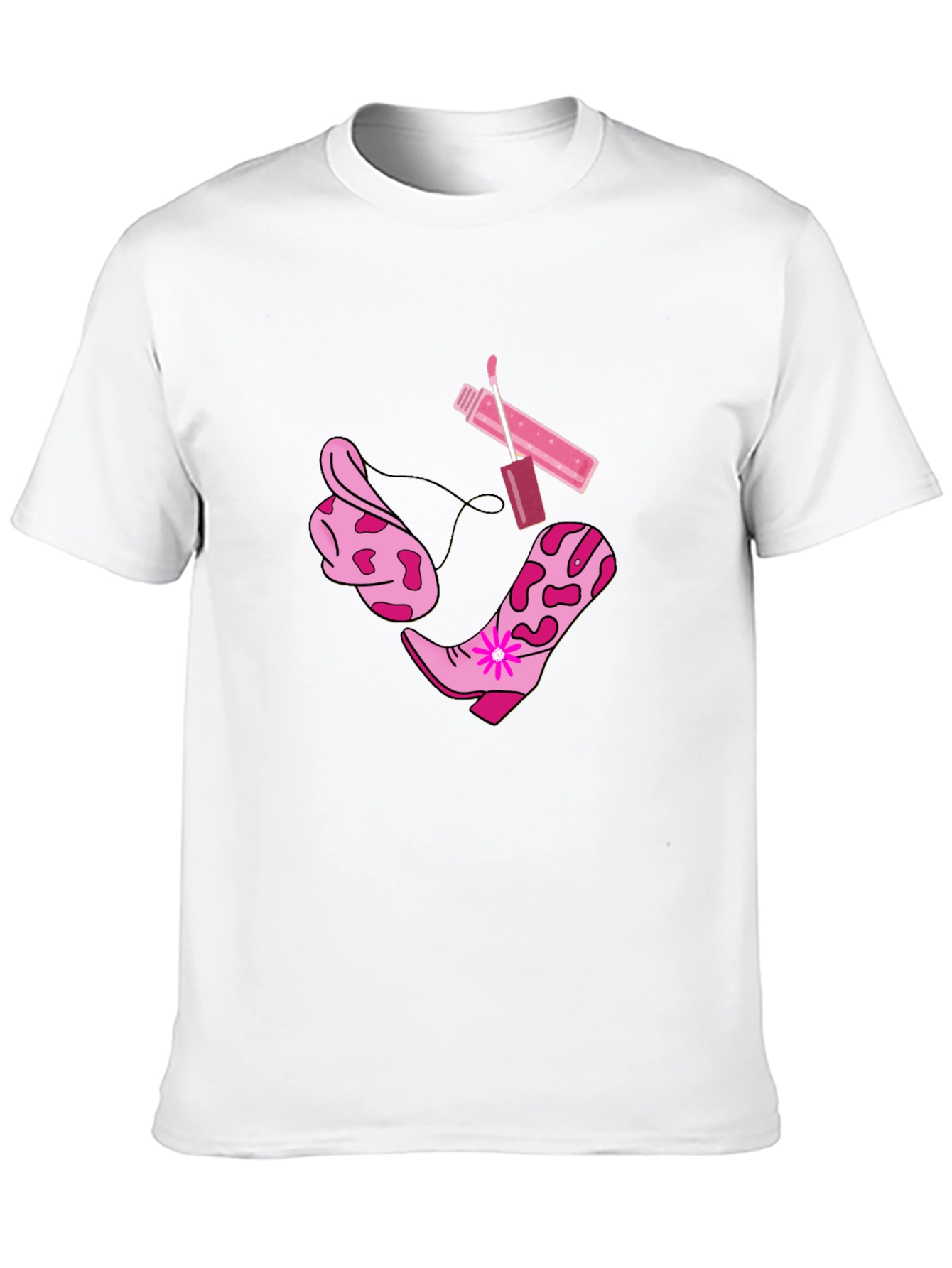 Cowgirl Glam Tee - Boots Bandana Lip Gloss Shirt