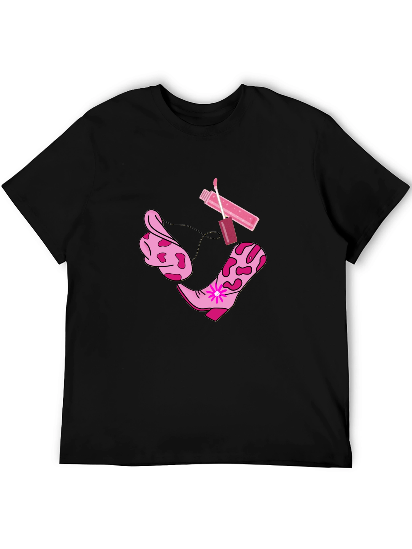 Cowgirl Glam Tee - Boots Bandana Lip Gloss Shirt