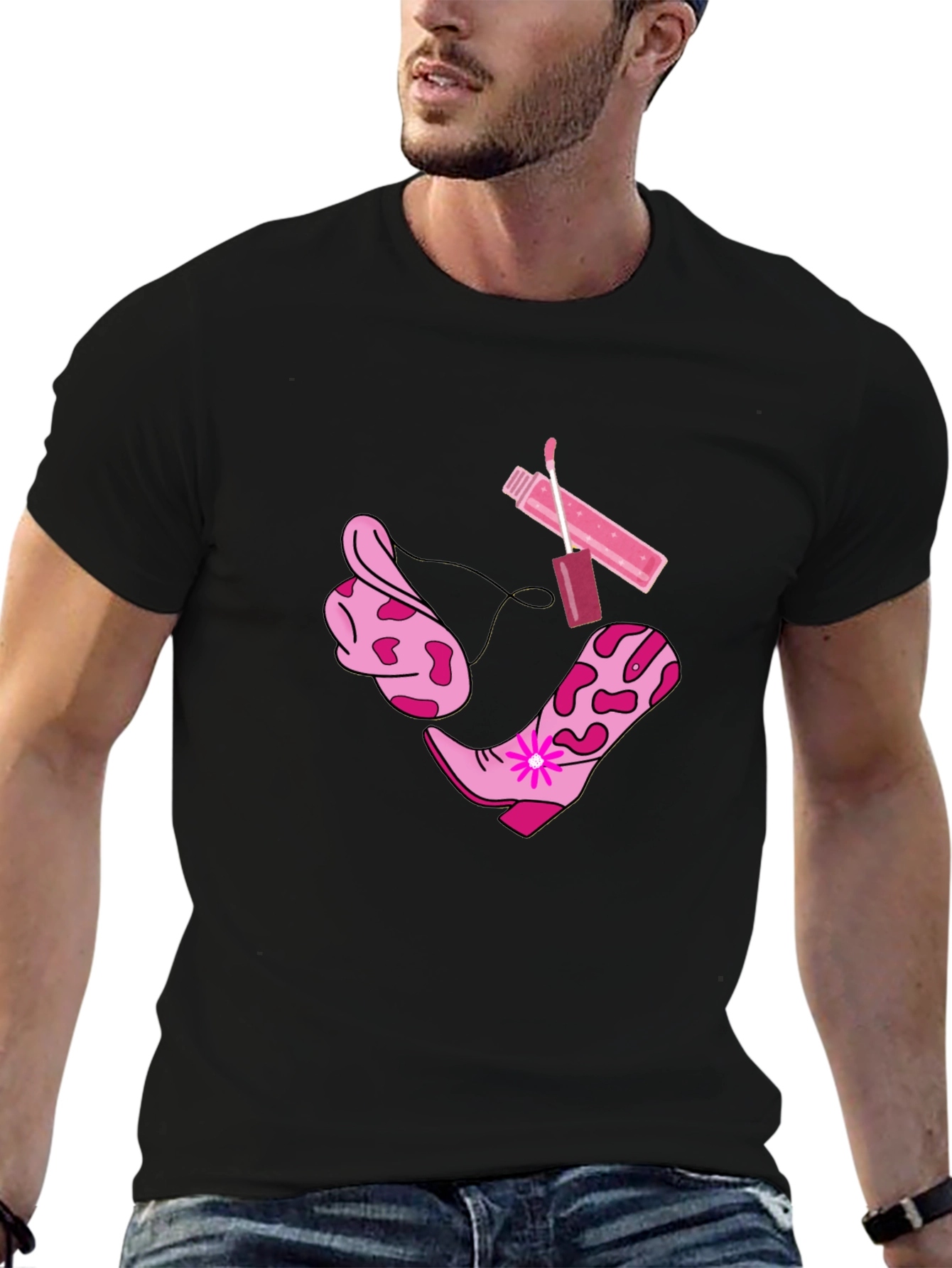 Cowgirl Glam Tee - Boots Bandana Lip Gloss Shirt
