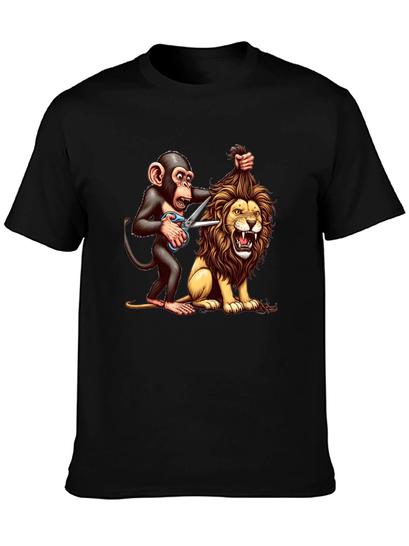 Lion Haircut Black T-Shirt