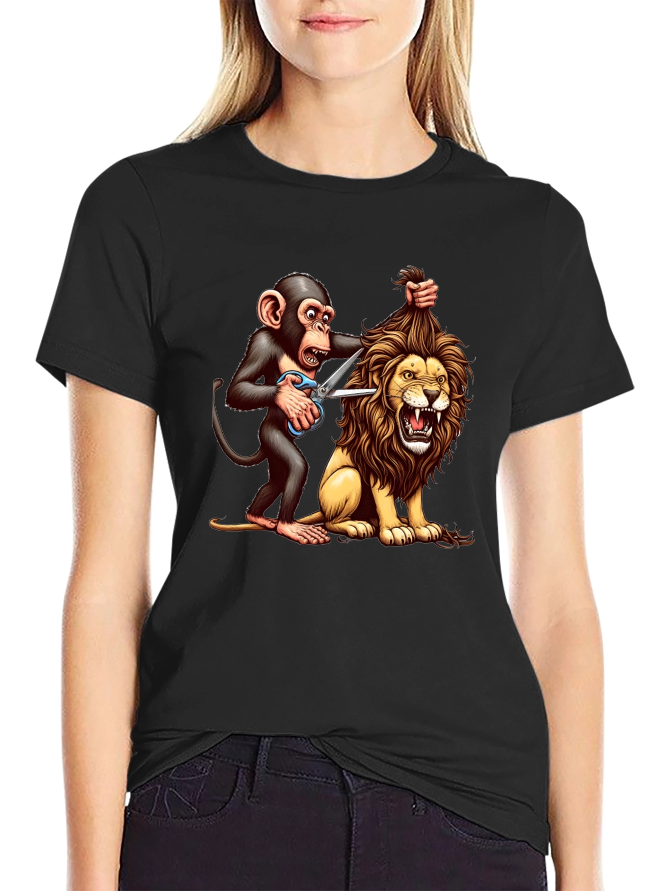 Lion Haircut Black T-Shirt