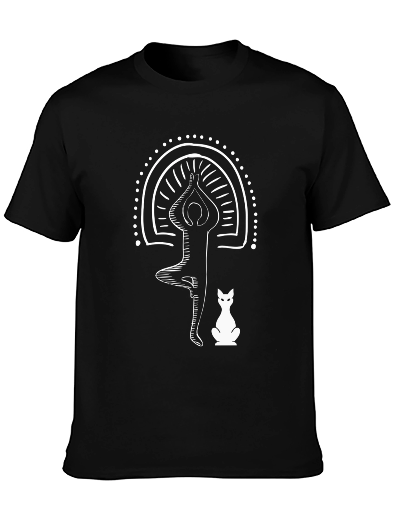 Yoga Cat T-Shirt - Tree Pose Black Tee
