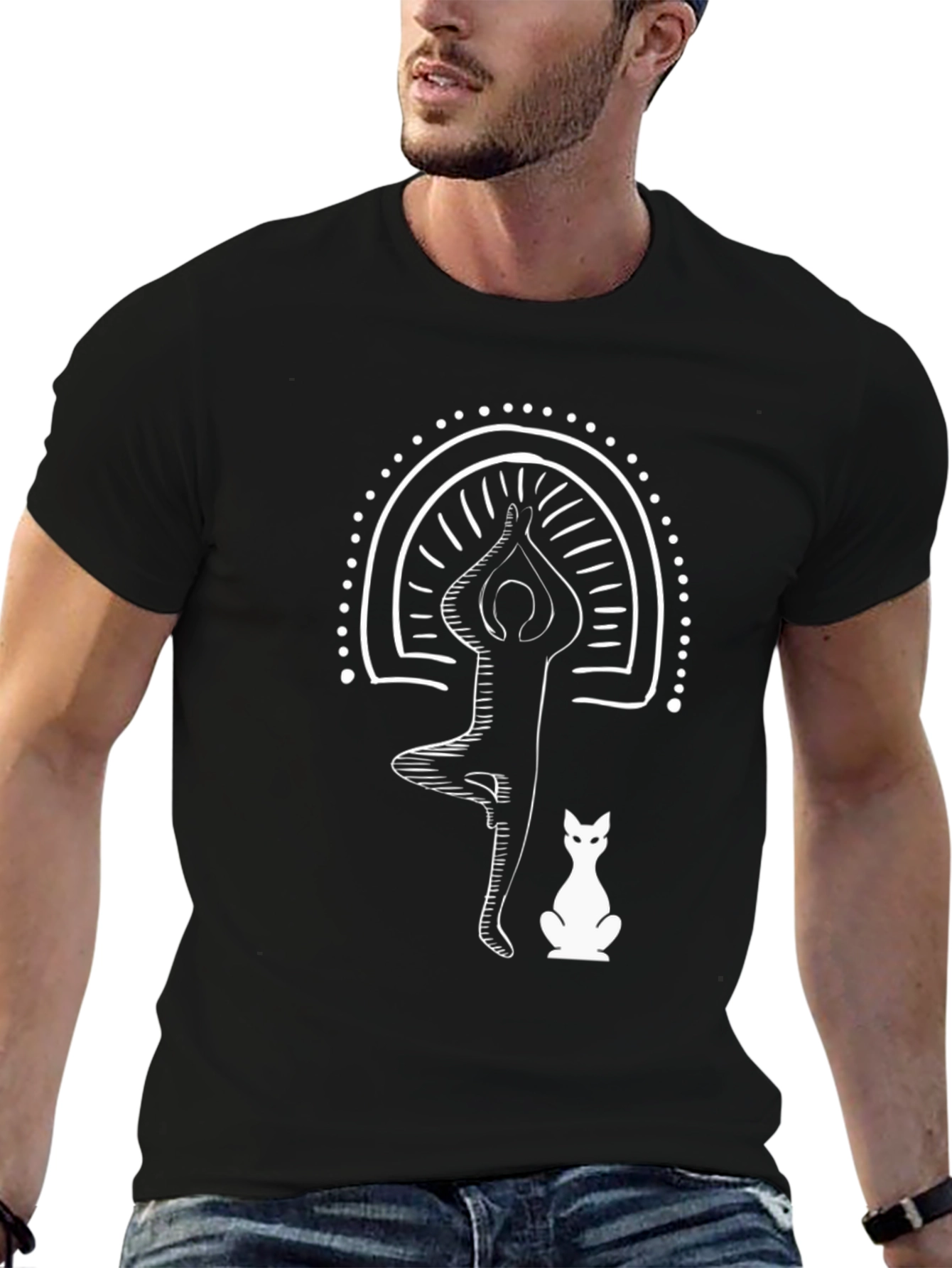 Yoga Cat T-Shirt - Tree Pose Black Tee