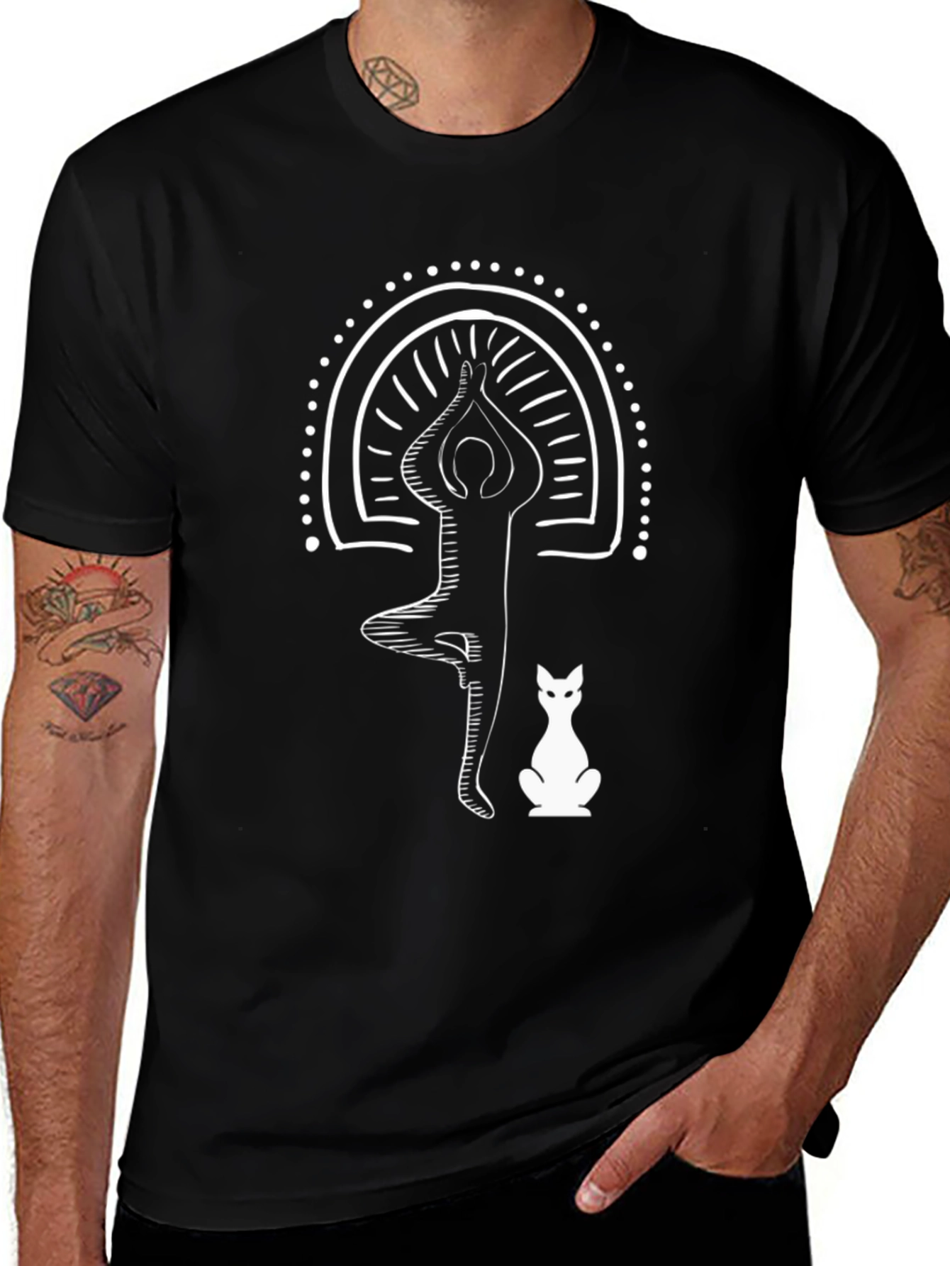 Yoga Cat T-Shirt - Tree Pose Black Tee