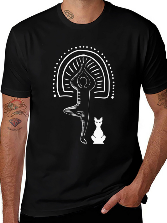 Yoga Cat T-Shirt - Tree Pose Black Tee