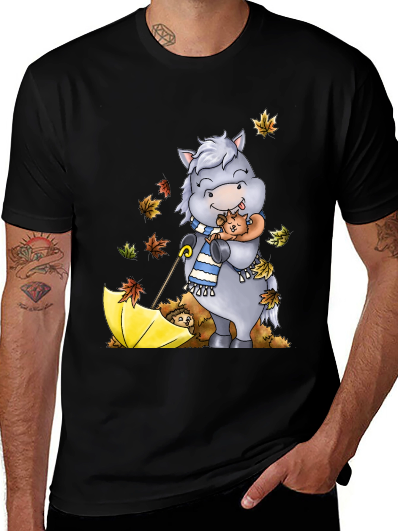 Cute Cartoon Horse Hugs Puppy T-Shirt