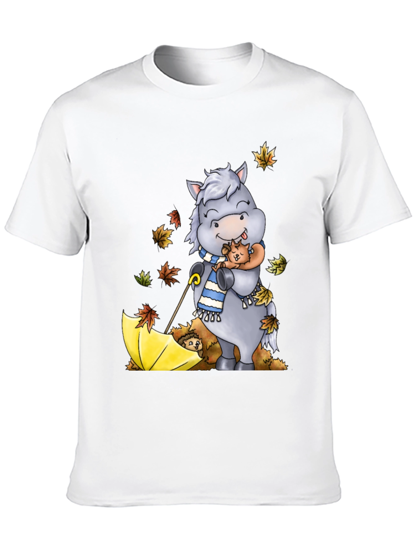 Cute Cartoon Horse Hugs Puppy T-Shirt