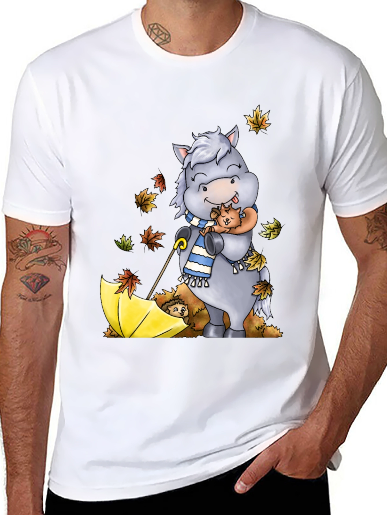 Cute Cartoon Horse Hugs Puppy T-Shirt