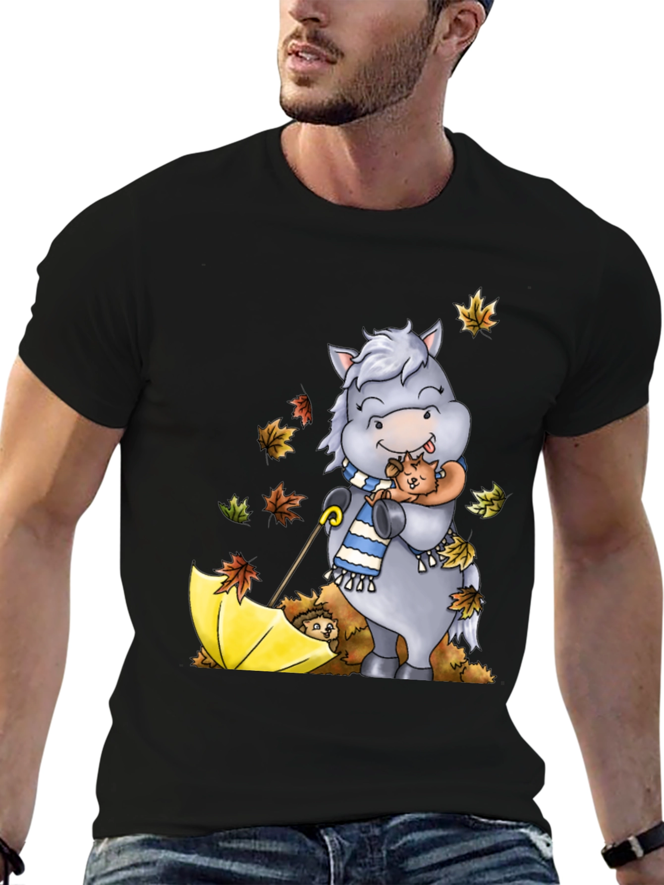 Cute Cartoon Horse Hugs Puppy T-Shirt