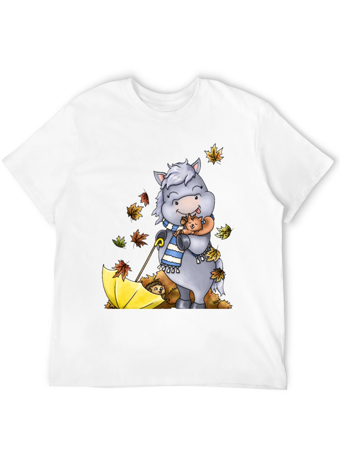 Cute Cartoon Horse Hugs Puppy T-Shirt