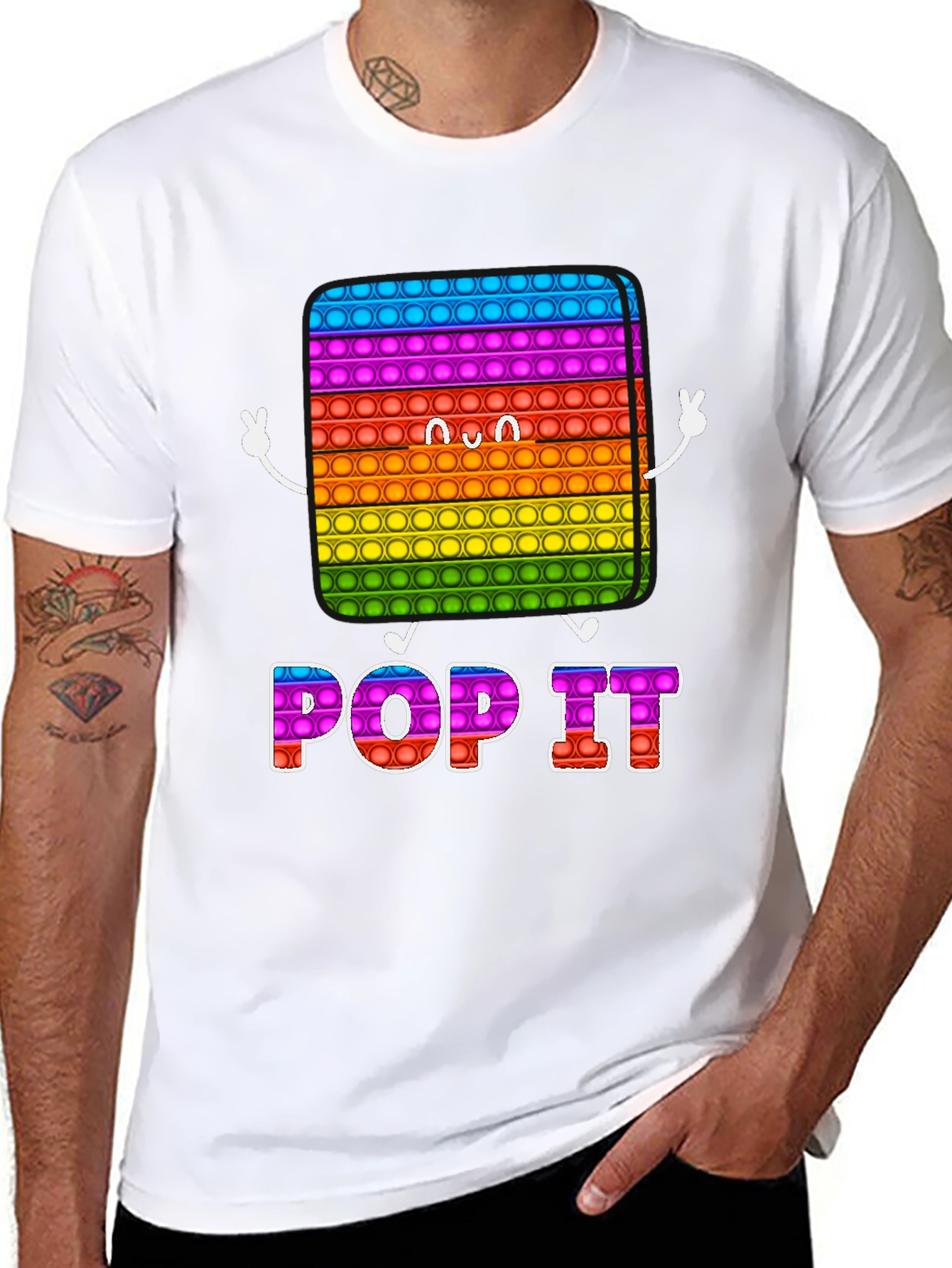 Pop It Graphic Tee - Fun Rainbow Design T-Shirt