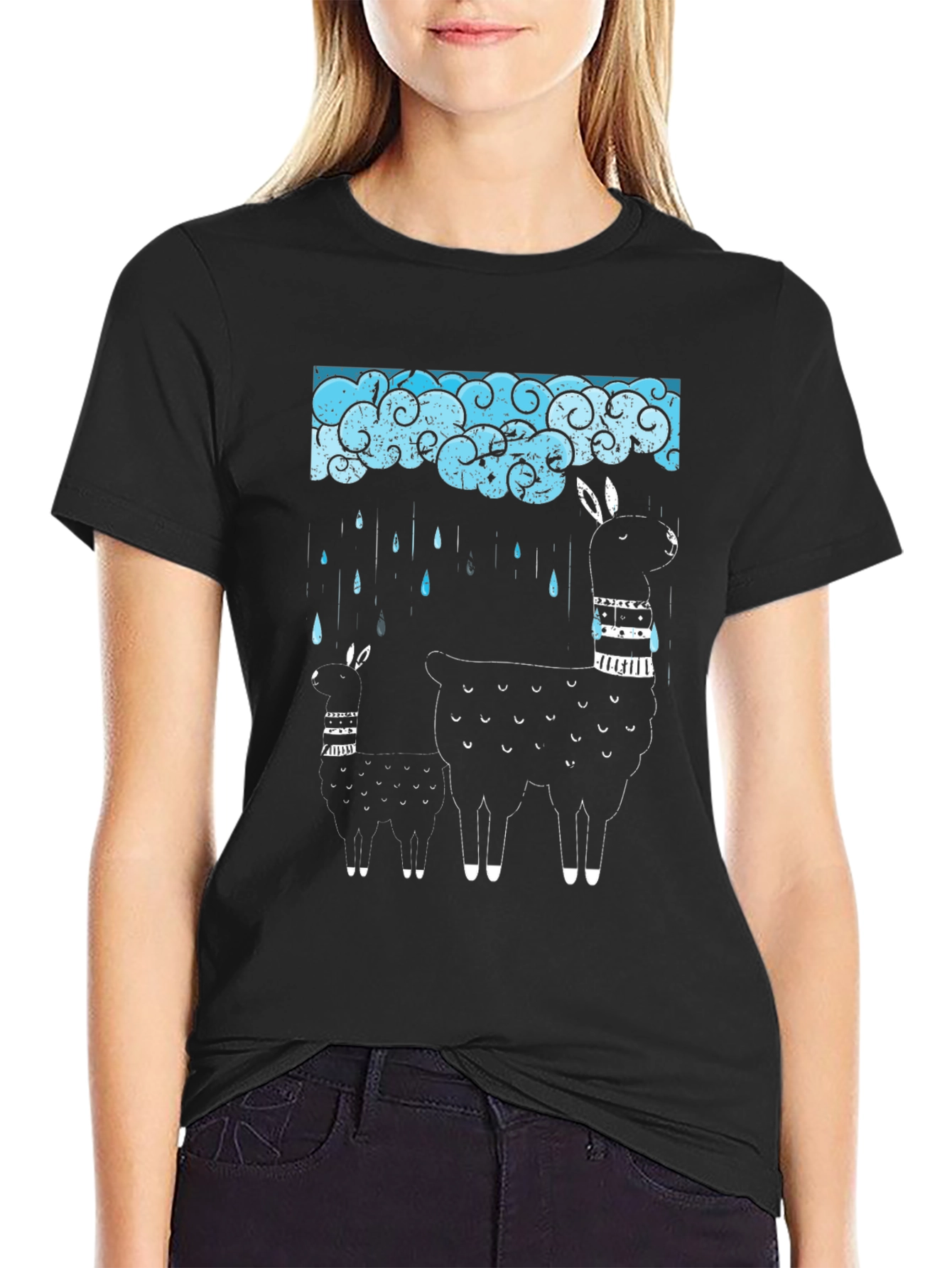 Llama Rain T-Shirt - Quirky Graphic Tee